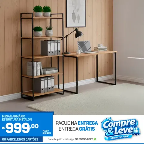 Mesa e multiuso de metalon