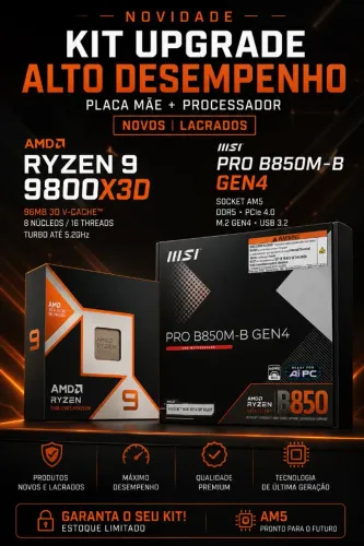 Kit 9800x3d +b850 novo lacrado vendo/troco