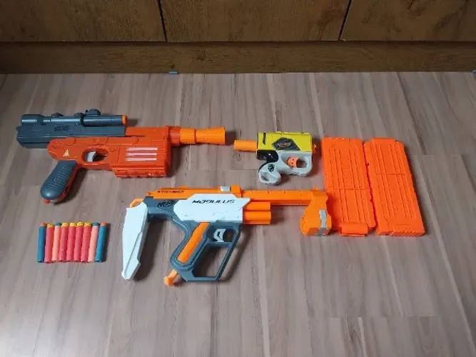 Kit nerfs usadas funcionais com dardos e cartuchos