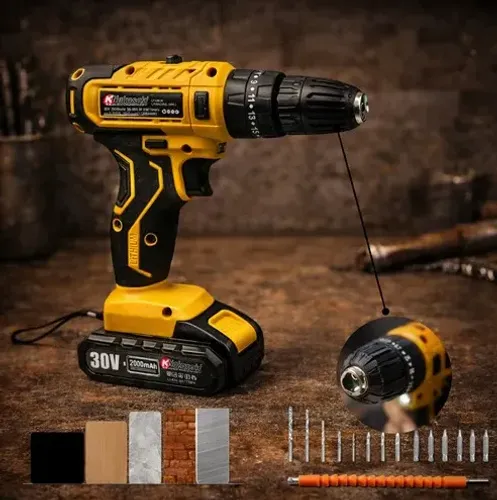Parafusadeira Furadeira 30v Bivolt 29 peças Com 2 Baterias