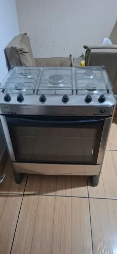 ?Fogão Esmaltec Ágata 5 Bocas Inox com Tampa de Vidro - Oportunidade