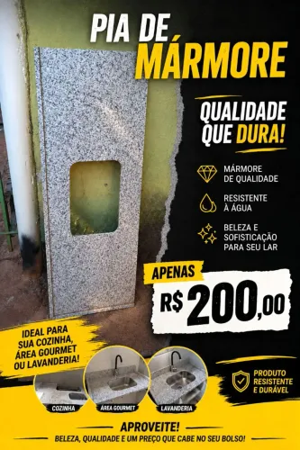 Pia de mármore com cuba