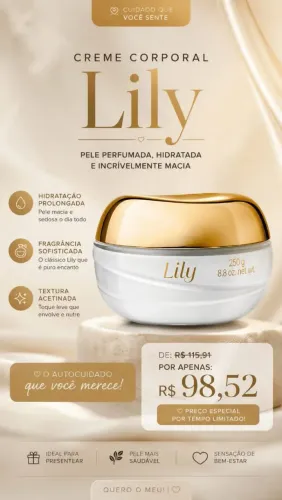 Creme Corporal Lily 250g O Boticário Original 