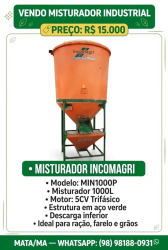 MISTURADOR DE RAÇÃO INCOMAGRI 1000L