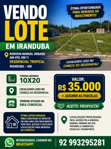 Lote bairro planejado Residencial Tropical 