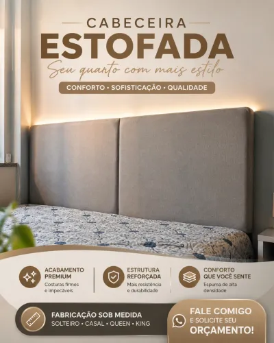 Cabeceira Estofada Painel Moderno | Linhas Verticais | Sob Medida
