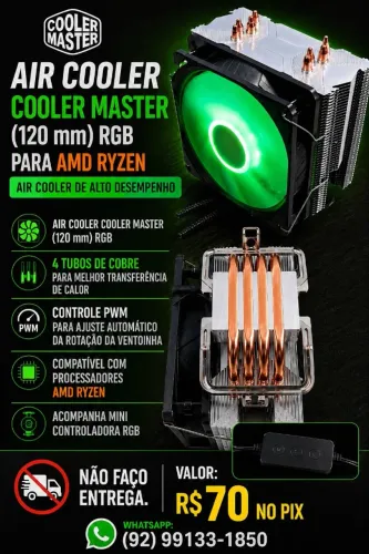 Air Cooler Cooler Master (120 mm), LED RGB, para AMD Ryzen.