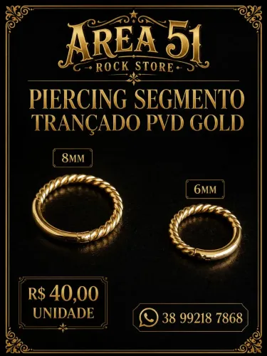 Piercing segmento argola trançada PVD Gold