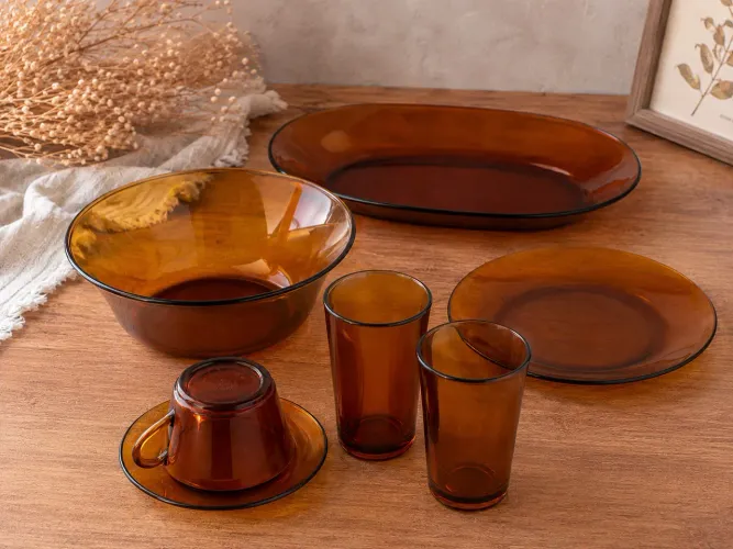 Conjunto Duralex Âmbar Original - Vintage - Peças Antigas para Colecionador