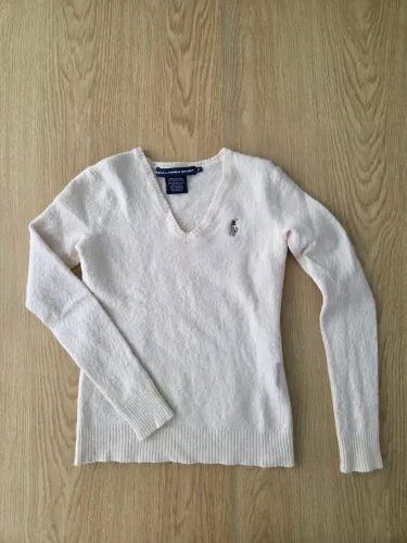 blusa tricot infantil ralph lauren sport creme p