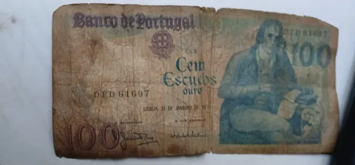 Cédula Antiga de Portugal 100 Escudos Ouro - Chapa 8