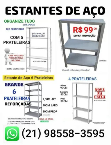 Estantes de Aço a partir de R$99,00 - Produtos Novos e Certificados
