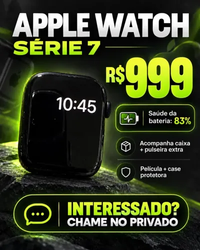 Apple Watch Série 7 com caixa e acessórios ? R$ 799