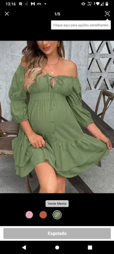 Vestido de gestante (verde menta puxado para o oliva)
