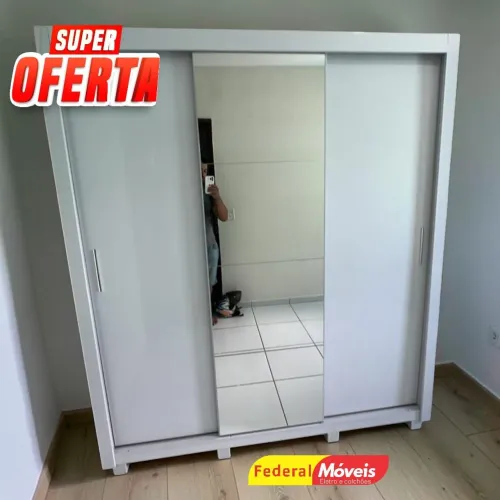 Guarda Roupa com Espelho 4 Gavetas 3 Portas Super Oferta - Solicitar Catálogo