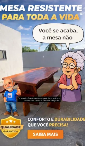 Mesa rústico de jaqueira emendada