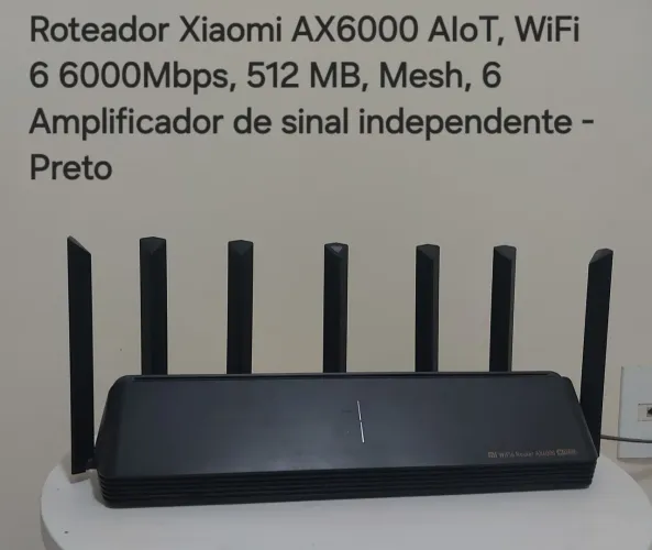 Roteador Xiaomi AX6000 WiFi 6 AloT Ultra Rápido + Suporte de Parede+ cabo de rede cat8.