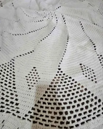 tapete de crochê redondo branco artesanal