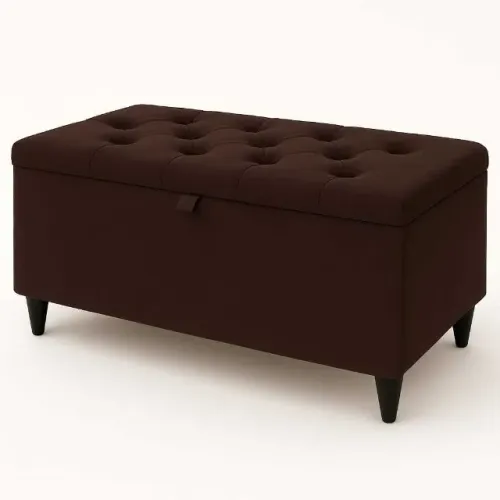 Baú Organizador Puff Estofado 90x40x42cm Multiuso com Tampa Desenhada para Sala, Quarto e 