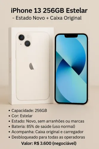 IPhone 13 branco. 256GB