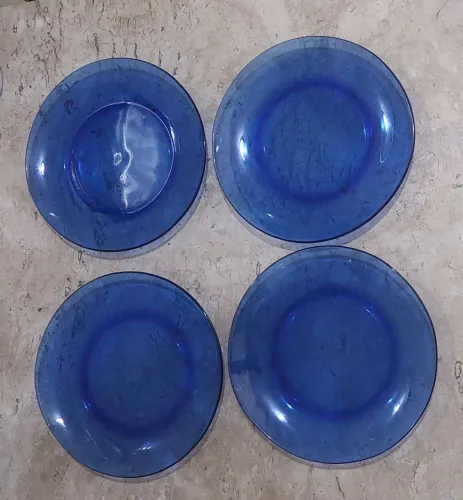 4 Pratos Sobremesa Azul Duralex