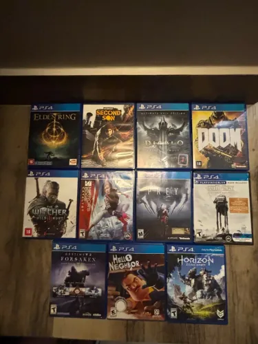 Jogos de Ps4: Elden Ring, The Witcher 3, Mirror?s Edge, Prey, Diablo 3,