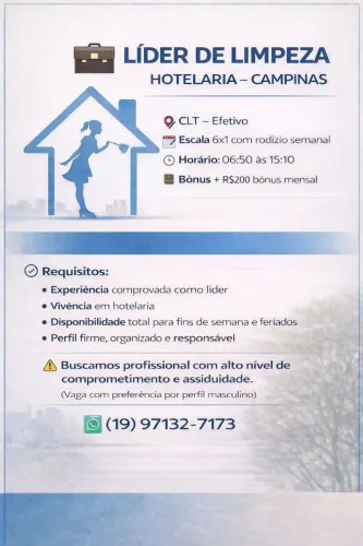 Líder de limpeza para hotelaria 