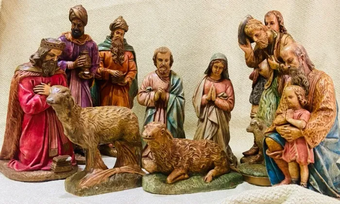 Presépio Incompleto Antigo Gesso Grande Natal 30cm 10 Peças P/ Reposição