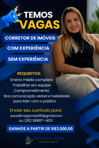 VAGA DE EMPREGO CORRETOR DE IMÓVEIS 