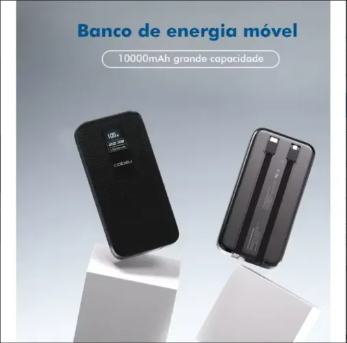 Power Bank Coibeu 10000mah 22.5w Cabo Embutido Preto