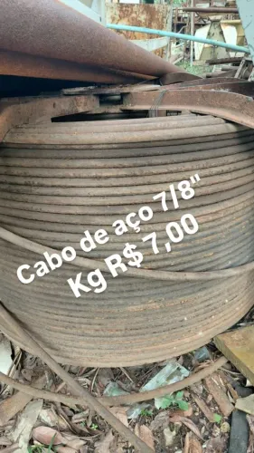Cabo de Aço 7/8? (22mm) - Venda por Kg - R$ 7,00/kg