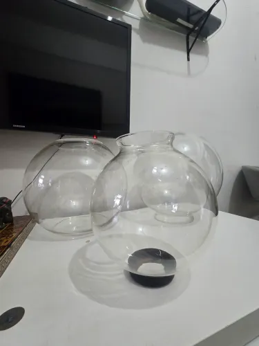 Trio de pecas cupula de vidro para terrarios ou decoração