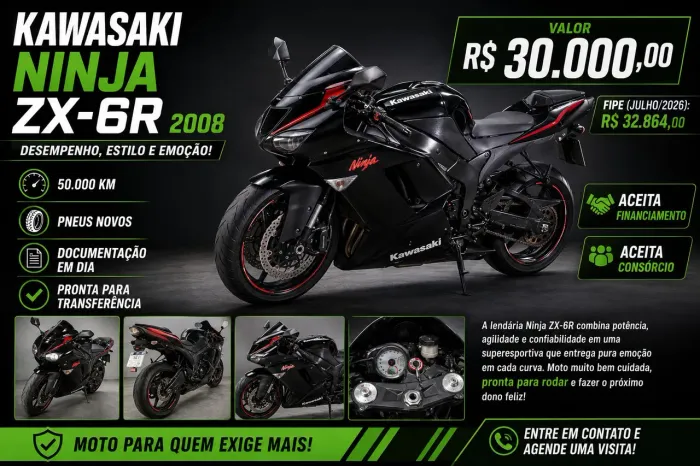 Kawasaki Ninja ZX-6R 2008 - Excelente Estado!