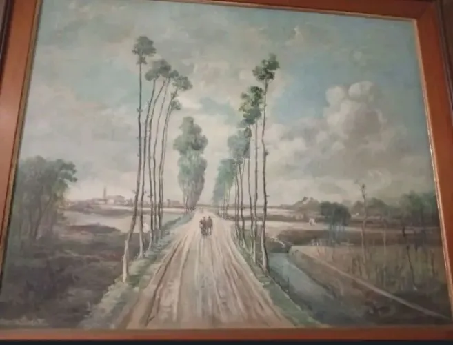 Antigo quadro ost Edmund roustan, paisagem