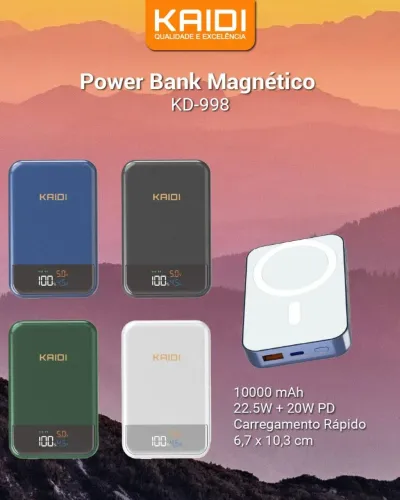 Popower Bank Magnético, KD-998, de 10.000 mAh