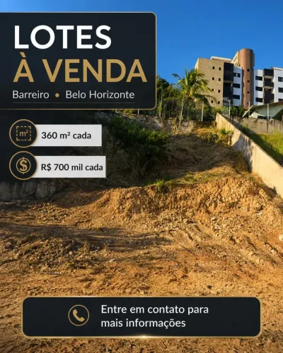 Lote barreiro debaixo- 360 metros - belo Horizonte- MG