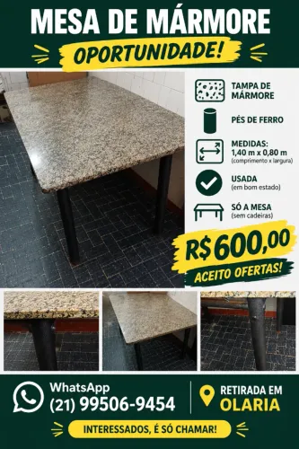 Mesa de jantar de mármore