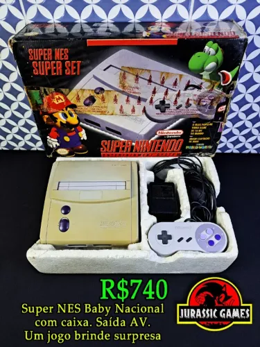 Console Super Nintendo Baby Nacional AV - Funcionando 100% - Na caixa com jogo brinde