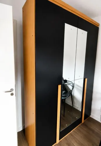 Guarda Roupa Solteiro com espelho 4 portas, 2 gavetas Alonzo Lopes Lopas MDF