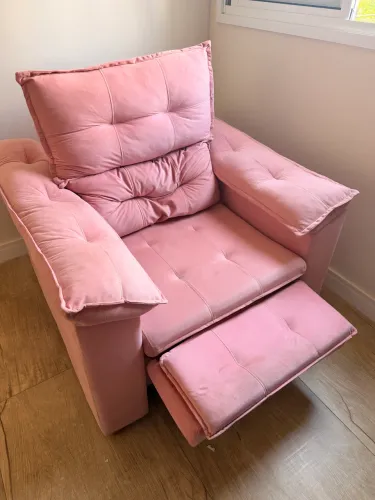 Poltrona Da Mamãe Reclinável Confortável De Veludo
