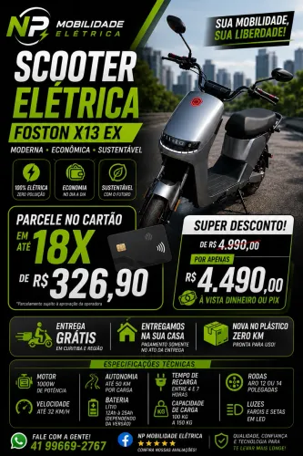 Scooter Elétrica Oferta Foston X13 Ex 1000W Zero Km Nova na Caixa