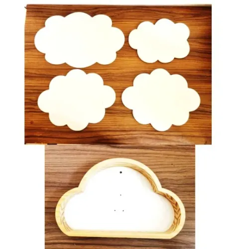 4 nuvens e 1 nicho nuvem de MDF para decoração de quartos infantis