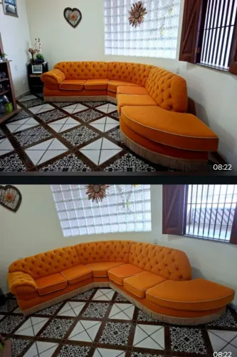Lindo sofá curvo cor laranja valor R$ 2.000,00