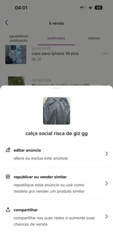 Calça social cinza risca de giz nova