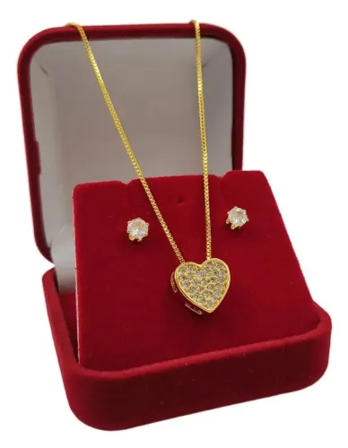 Cordao colár moeda antiga kit brinco cor ouro jóia