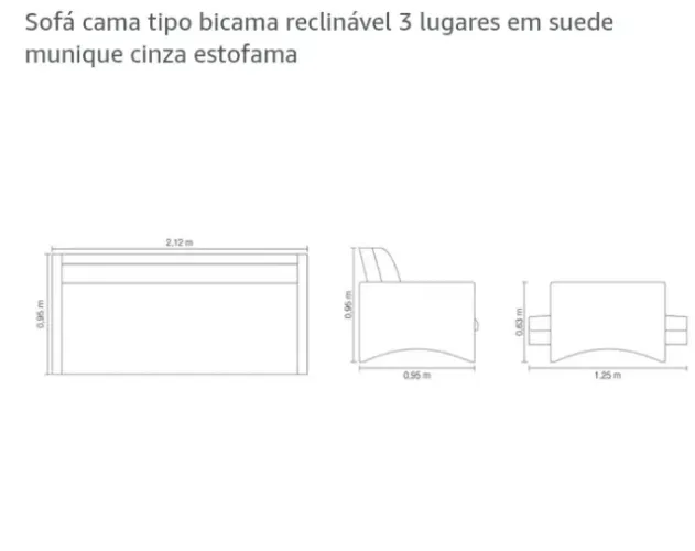 Sofá Cama Reclinável 3 lugares