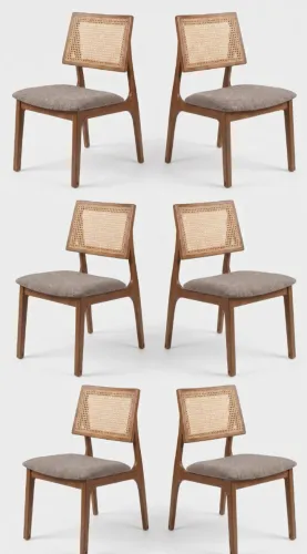 Conjunto 6 Cadeiras para Mesa de Jantar Madeira Maciça Tela Sintetica.