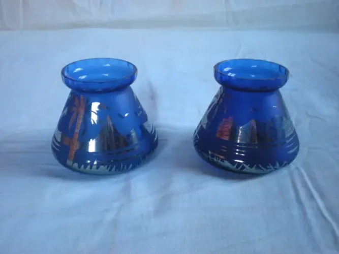 Vasos vidro azul