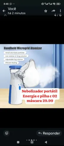 Nebolizador portátil energia e pilha c 2 máscara