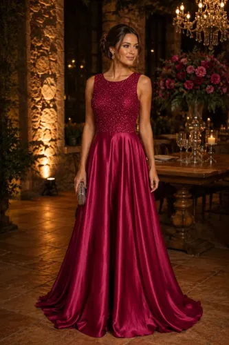 Vestido Vinho deslumbrante praticamente novo